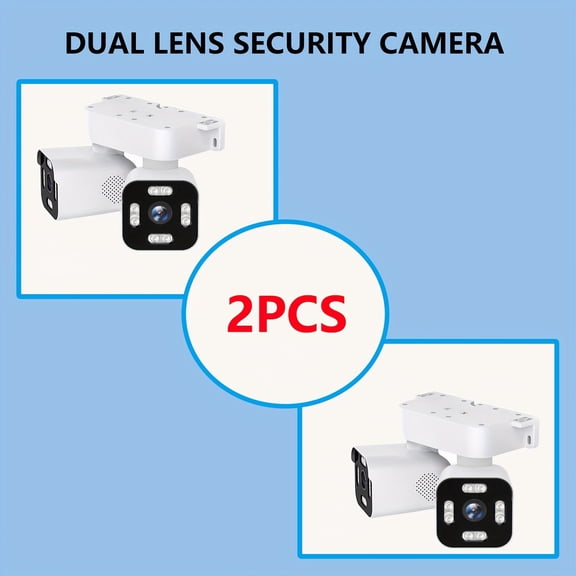 Dual Lens PTZ Surveillance Camera, 2.4G WiFi Security Camera for Home with Rotation, Motion Detection, Two-Way Audio, Night Vision, Cloud And SD Card Storage, Wired Cameras for Home Security