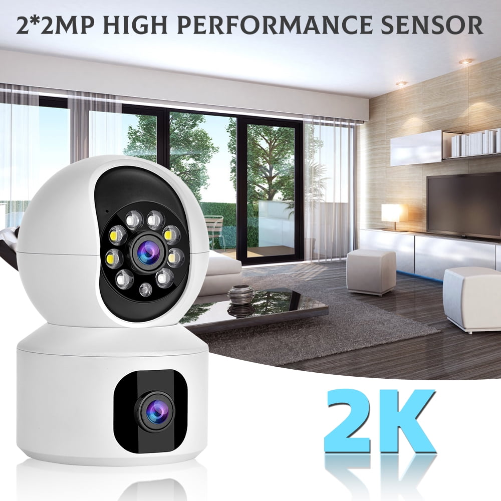 Dual Lens Security Camera, Pan Tilt Zoom WiFi Camera,Indoor Camera for Baby/Pet/Home,One Touch Call,Color Night Vision,2-Way Audio,Smart Motion Detection