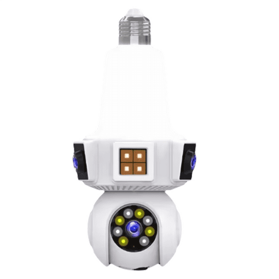 Dual Lens Smart Home Wireless Wifi E27 Cameras Mini Cctv Camera IR Night Vision Network Security IP Camera,1 * E27 Cameras,White