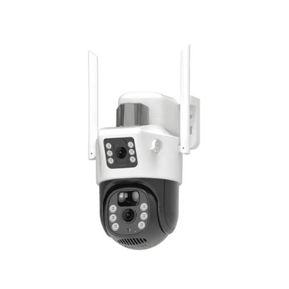 Dual Lens Solar Security Camera, 6MP 360 PTZ WiFi Camera, IP66 Waterproof, 2-Way Audio, Human Detection, Outdoor Surveillance