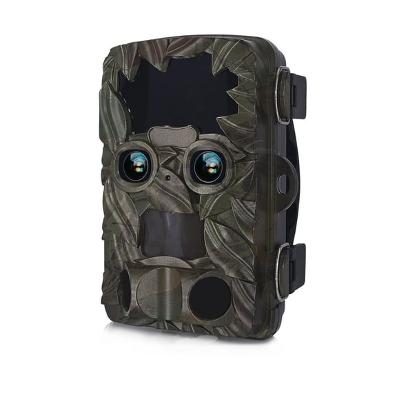 Dual Lens Trail Camera with Infrared Night Vision, Motion Activated Game Camera with 4K Video, Fast Trigger & IP66 Waterproof, Wildlife Camera for Outdoor Use