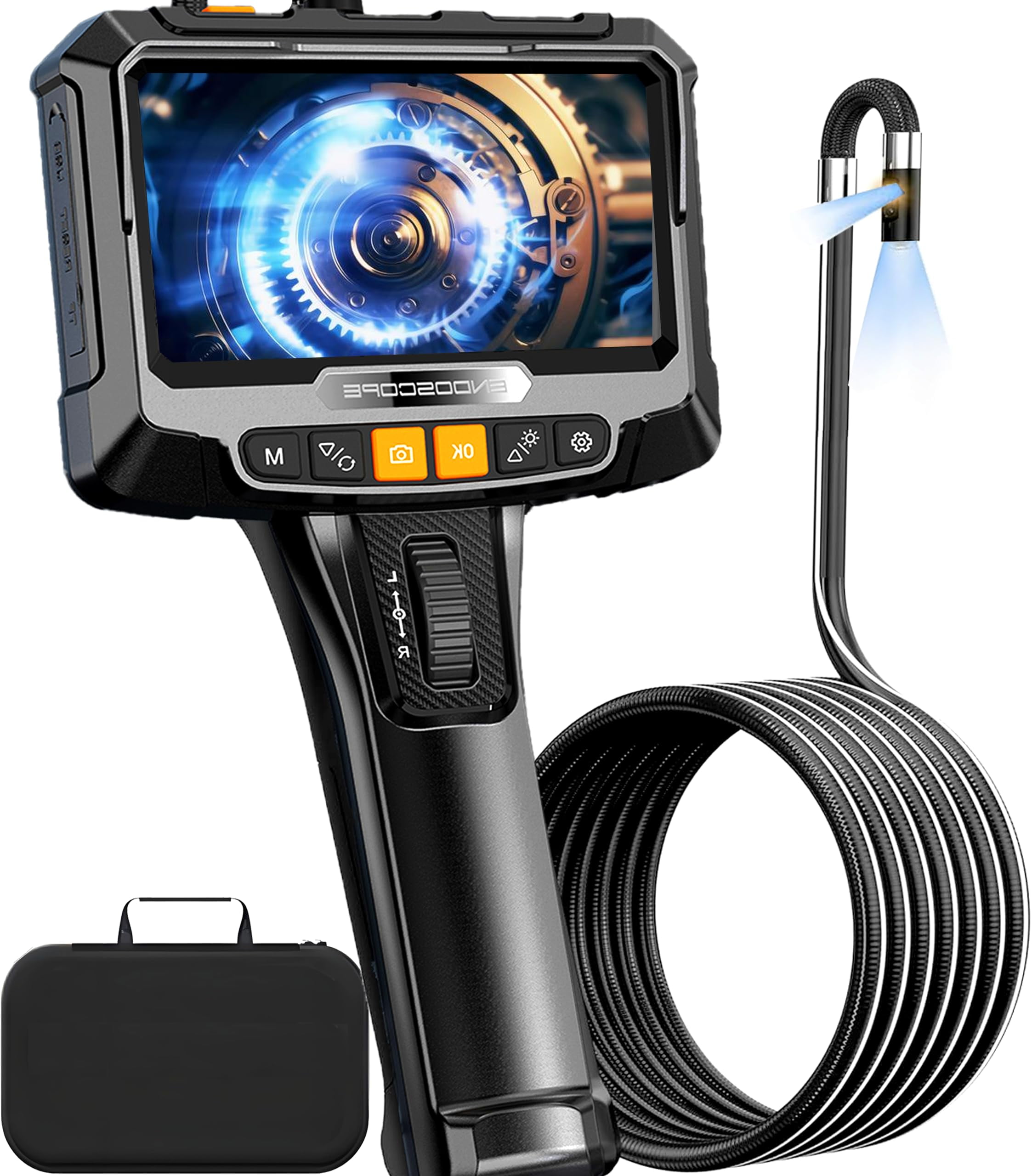 Dual Lens Two-Way Articulating Borescope Endoscope Camera with Lights, 1080 HD Endoscop Camera, IP67 Waterproof Sewer Camera for Automotive/Aircraft/Pipeline/House, Gadgets for Men (5.0ft)