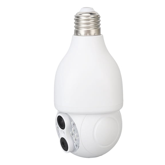 Dual Lens WiFi Bulb Security Camera 1080P FHD, Outdoor Pan Tilt Smart Surveillance E27 Socket System (6.7 x 3.1 Inches / 17 x 8 cm)