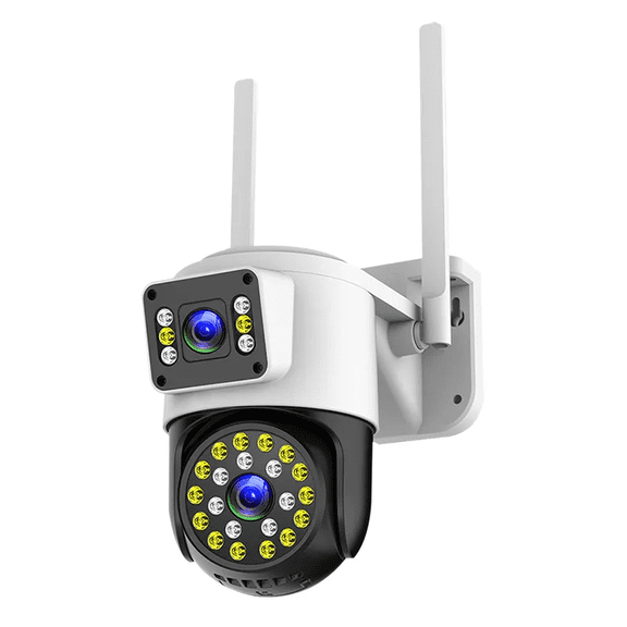 Dual-Lens WiFi Security Camera, 1080P, PTZ, Waterproof, Night Vision