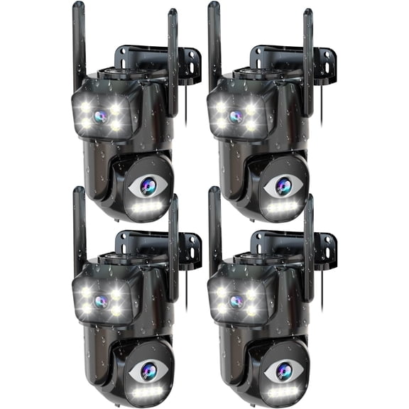 Dual Lens WiFi Security Camera Outdoor,5G/2.4G PTZ Outdoor Auto Tracking,HOM Surveillance System Camera,WiFi,Night Vision,7/24 Recording