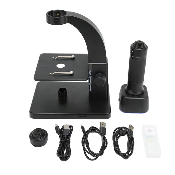 Dual Lens WiFi USB Digital Microscope 5MP 2000X Magnification Inspection Camera with Adjustable LED Light and Stand for PCB Circuit Board Coin Botanical Plant Science Observation 1800mAh Battery