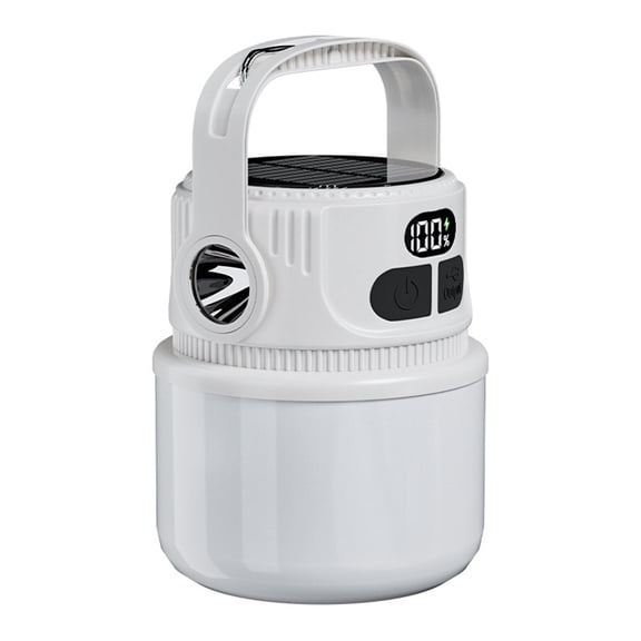 Dual Light Source Solar Camping Lamp, Digital Display Stall Light, Large Capacity Portable Illumination for Night Market Layout, Outdoor Camping and Household Emergency