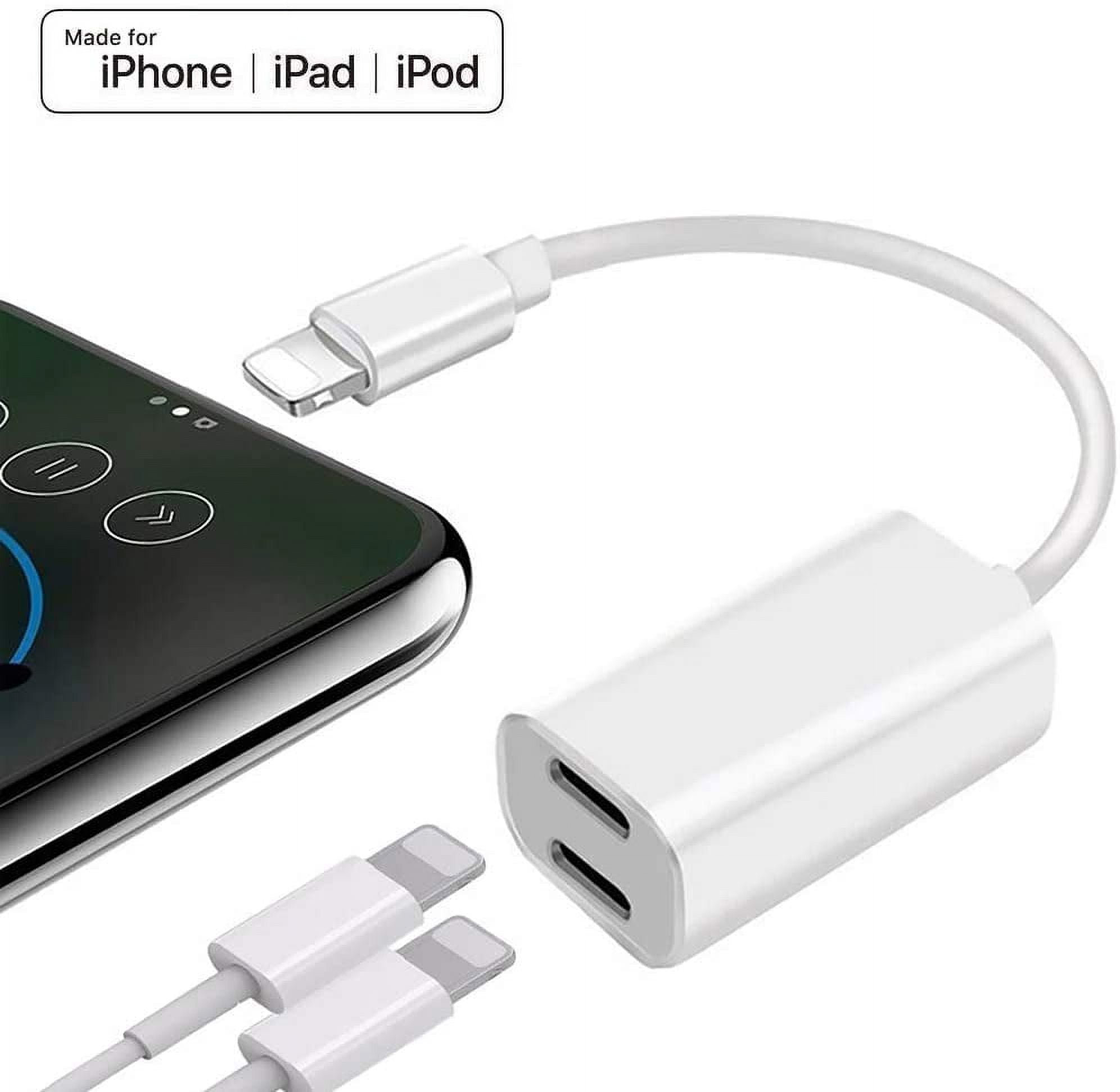Dual Lightning iPhone Splitter,iPhone Adapter Headphones Audio & Charge  Cable Compatible iPhone 11 Pro X Xs Max Xr 7 8 Plus iPad, Support Calling  Sync Music Control, iOS 12 13 