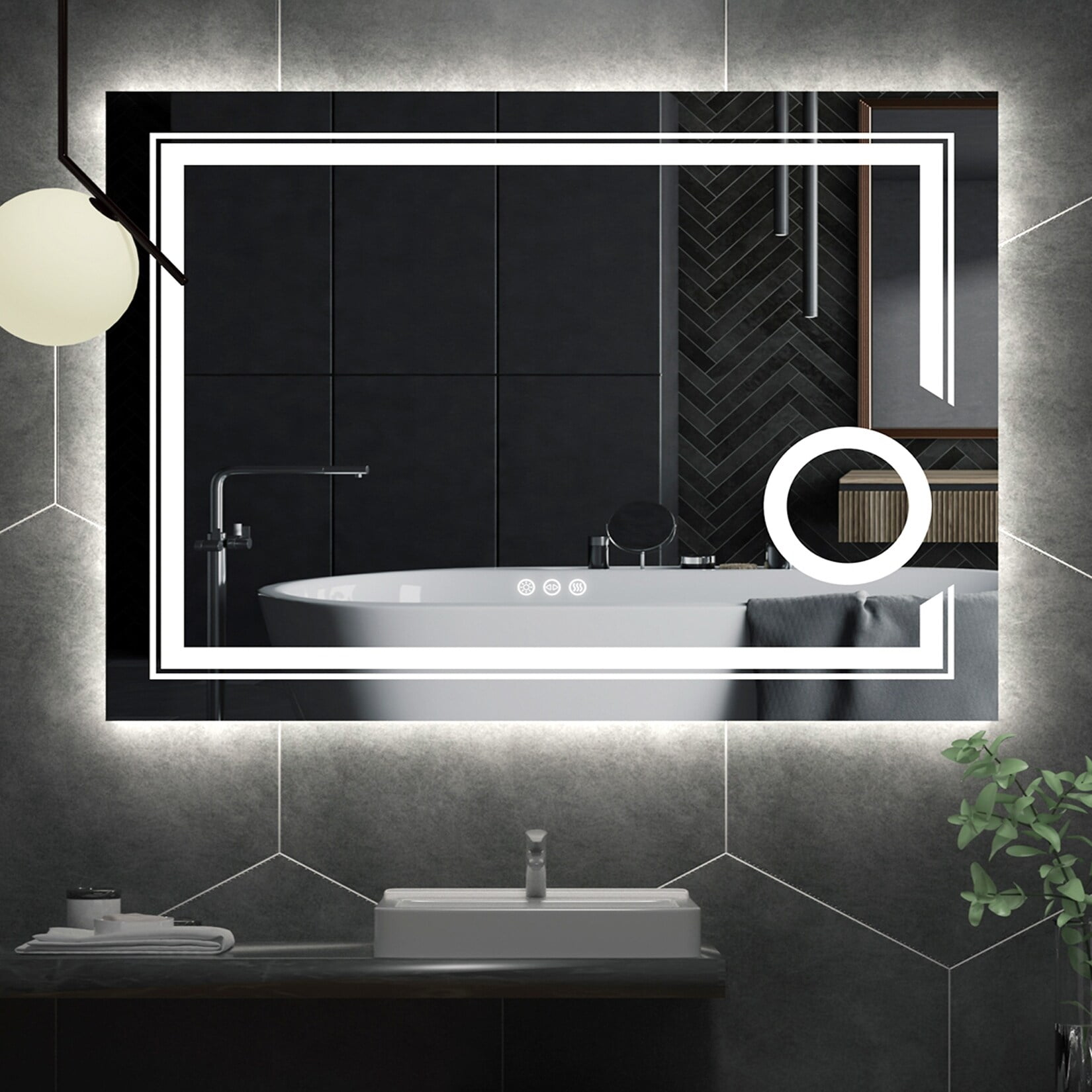 32" x 24" Silver LED Anti-Fog Bathroom Vanity Mirror