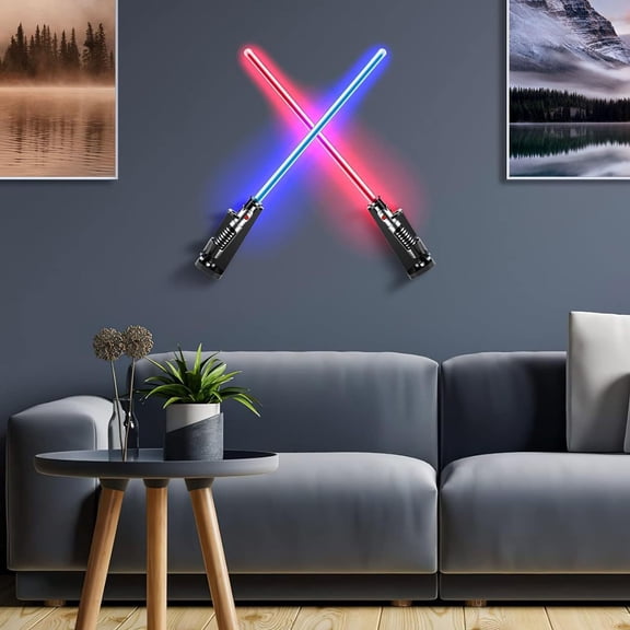 Dual Lightsaber Stand Vertical Or Horizontal Display Rack Double Saber Holder Acrylic Display Shelf For Collectible Lightsabers Wand Sword Storage Organizer Home Showcase