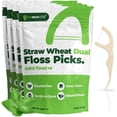 thumbnail image 1 of Dual Line Dental Floss Picks - Straw Wheat Flossers | Thin & Shred-Resistant Thread for Tight Gaps Adults Gentle on Gums Teeth (200 Pack Mint), 1 of 4