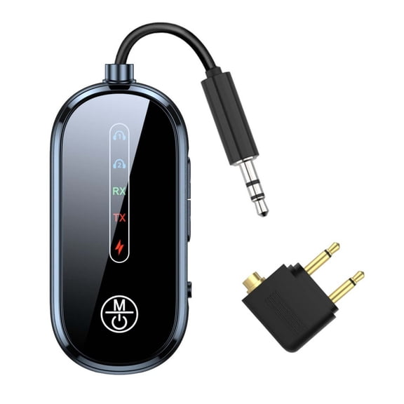 Dual Link Airplane Bluetooth 5.4 Transmitter & Receiver 2-in-1 Bluetooth Adapter Airplane Travel Essentials Wireless Receiver 3.5MM AUX Jack Adapter on Flight/TV/Car Stereo/Gym