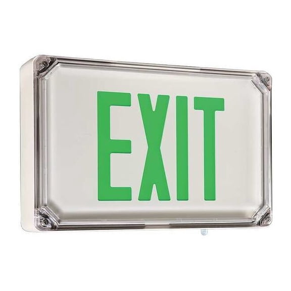 Exit Sign, White, 1 Face(s), LED, Universal Mount, Not Battery Powered