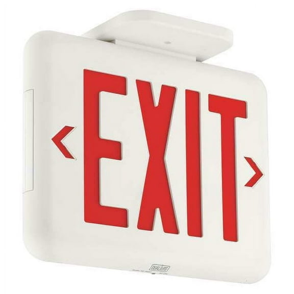 Exit Sign, White, 1 or 2 Face(s), LED, Universal Mount, Not Battery Powered