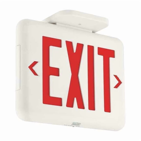 Exit Sign, White, 1 or 2 Face(s), LED, Universal Mount, Not Battery Powered