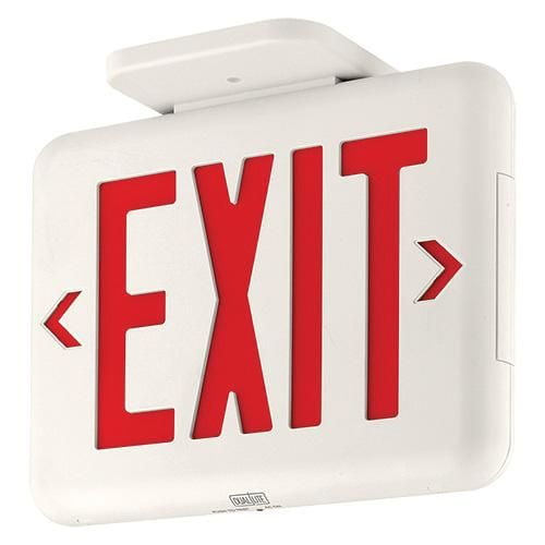 DualLite 86667 - EVEURWE Dual-Lite Thermoplastic LED Emergency Exit Sign, White Panel, Red LED Exit Light
