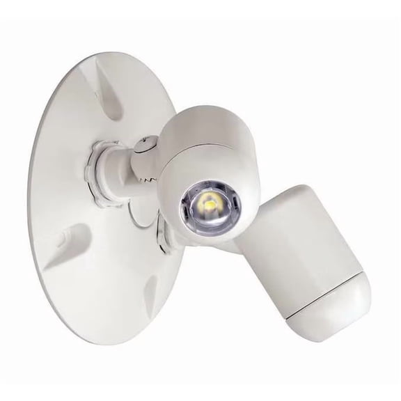 Dual-Lite LED Remote Head Emergency Lighting White Aluminum Wall Mount 2W Lamp 4.8V