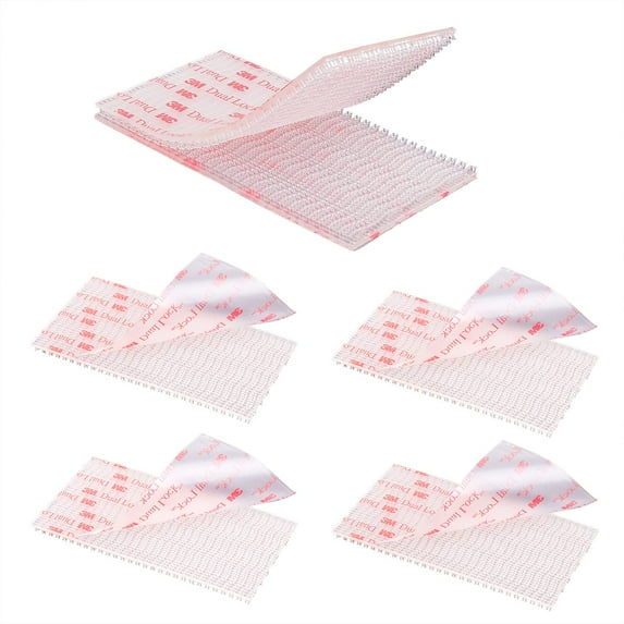 Dual Lock Fastener 2in x 4in 4pcs, Reclosable Interlocking Tape EZ Pass Holder, Heavy Duty Adhesive Hook Lock Sticky Back Mushroom Mounting Tape Clear Color for Indoor and Outdoor