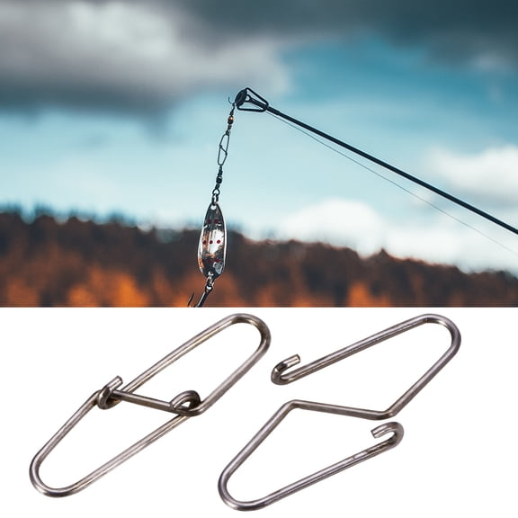 Dual Lock Fishing Safety Snaps Heavy Duty Line Connector Terminal Tackle, 15 mm / 0.59 inches Silver, 100-Pack