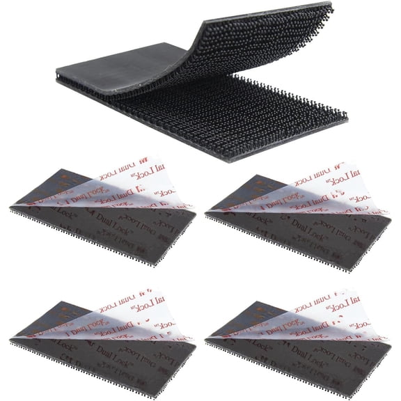 Dual Lock Tape 2in x 4in 4pcs, Heavy Duty Mounting TapeInterlocking Reclosable Fastener Self Sticky 3550CF Strip for EZ Pass Black