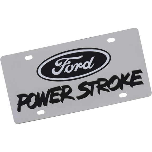 Dual Log License Plate for Ford Power Storke (Black On Chrome)