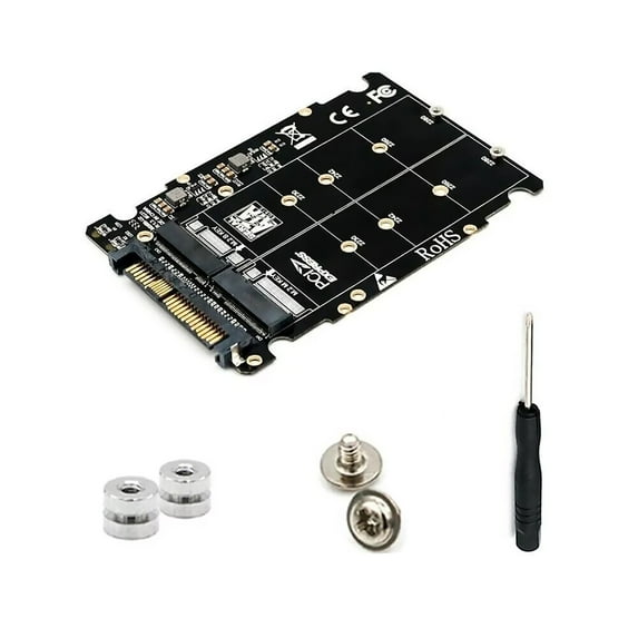 Dual M.2 to U.2 Adapter Card Supports NVME & SATA SSDs, 2280/2260/2242/2230mm for Enhanced Storage Expansion