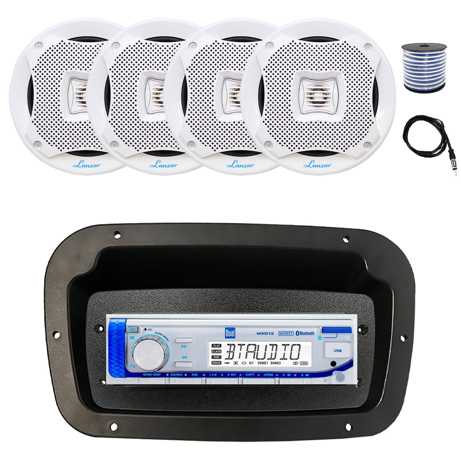 Dual MXD13 Single DIN Bluetooth Marine MP3 AM/FM Stereo Receiver, Spa ...