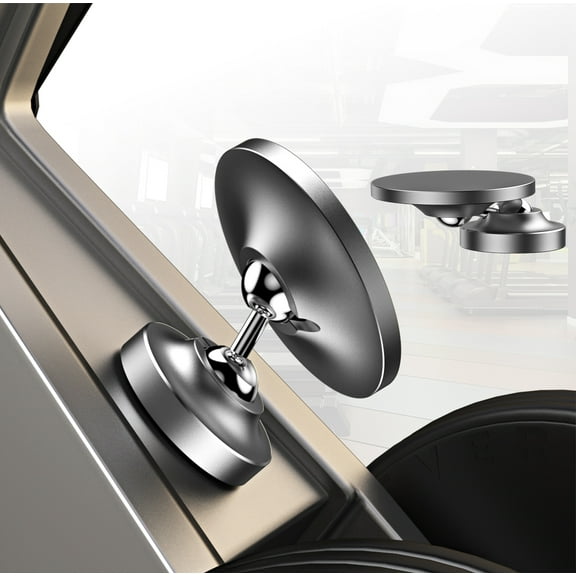 Dual Magnetic Foldable Mobile Phone Holder, 360° Adjustable Rotating Strong Magnetic Holder, with Two Magnets, Suitable for All Mobile Phones, for Gyms, Kitchens, bathrooms, Cars（silvery）