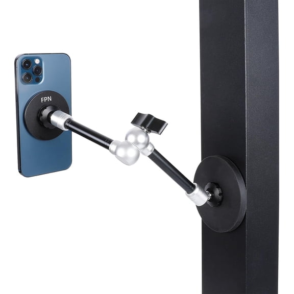 Dual Magnetic Phone Holder for Magsafe, Heavy Duty Phone Mount with 10" Long Magic Arm for Gym/Truck/Tractor/Forklift/Boat, Compatible with iPhone 16 15 14 13 12 Series, Magsafe Cases