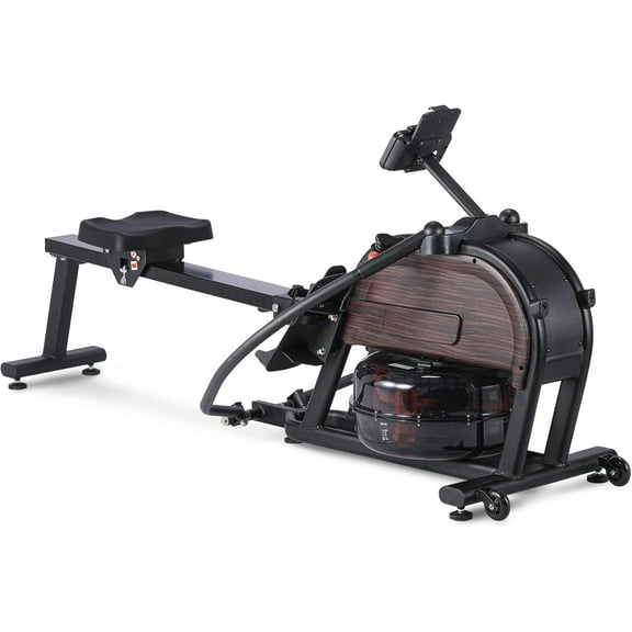 Dual Magnetic & Water Resistance Rowing Machine w Extended Slide, Full-Body Workout, Low-Impact, Ergonomic Full Motion or Premium Water Motion, Max 350lb Weight Capacity, App Compatible