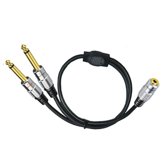 Dual Male 6.35mm to 3.5mm Y-Splitter Cable, 6.35mm Male to 1/8 Inch Mini Jack Stereo Aux Interconnect Audio Mic Cord