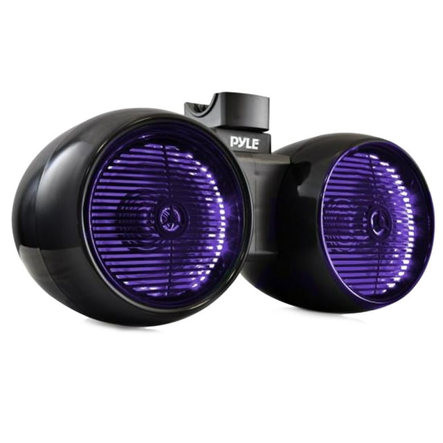 Pyle Waterproof Marine Wakeboard Tower Speakers - 6.5”Dual Subwoofer Speaker Set and 1.0” Tweeters, PLMRWB852LEB (Black)