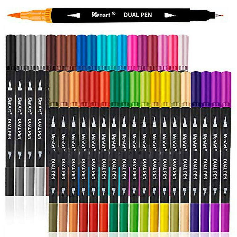 Dual Markers Brush Pen, Colored Pen Fine Point Art Marker & Brush  Highlighter Pen for Adult Coloring Hand Lettering Writing Planner Art  Supplier(36 Colors Pen Set)