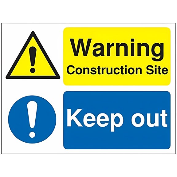 Dual-Message Site Construction Site Keep Out Sign - 8"x12" Metal Tin Safety Access Awareness Sign
