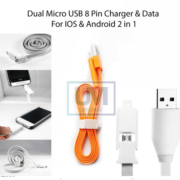 Dual Micro USB Lightning 3 Ft Cable 2-In-1 Charging And Data Sync IOS