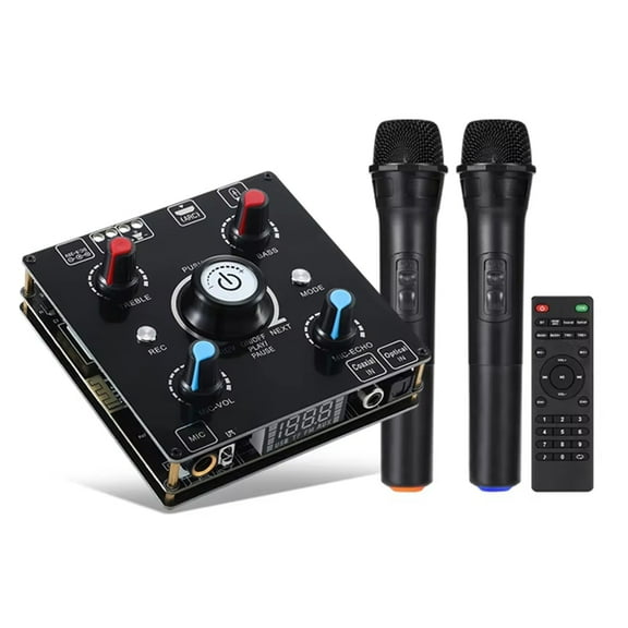 HOT Dual Microphone Karaoke Machine Bluetooth 5.0 Sound Power Amplifier Integrated Amp & U-Disk Player Home Audio Subwoofer