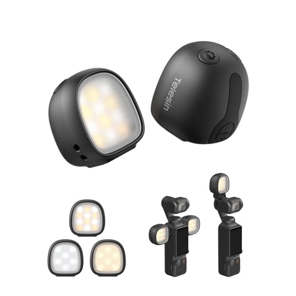 Dual Mini LED Fill Light Kit Compatible with DJI Osmo Pocket 4, Magnetic Portable Vlog Lighting Set with Adjustable Brightness and Color Temperature