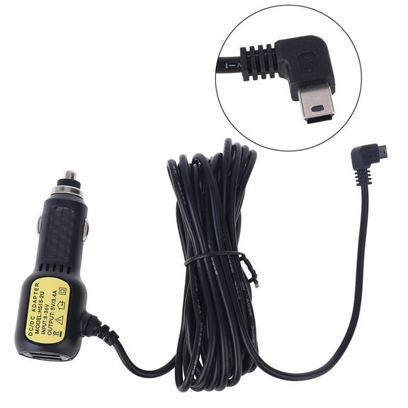 Dual Mini USB Ports Dash Cam Car Cigarette Adapter Lighter Cable Charger for DVR