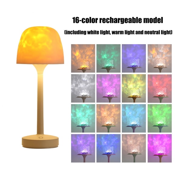 Dual-Mode Ambient Lamp, Waterproof Shower Lamp with 16 Color Ocean Wave Projector, Rechargeable Shower Light with Touch & Remote Control, Cordless Light for Inside Shower/Bathtub,16 colors