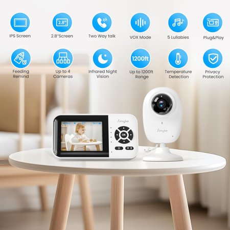 Dual Mode Baby Monitor with 1080p Video, 2.8'' IPS Screen, 10-Hour Streaming, Smart AI Detection, Night Vision, and Features