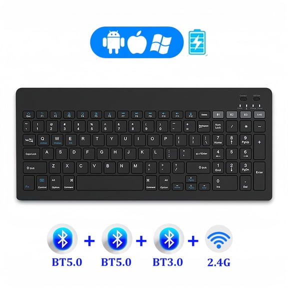 Dual-Mode Bluetooth 5.0 Keyboard 2.4G Wireless Keyboard 3-BT Rechargeable Gaming Keyboard For Laptop Tablet Android iOS Windows