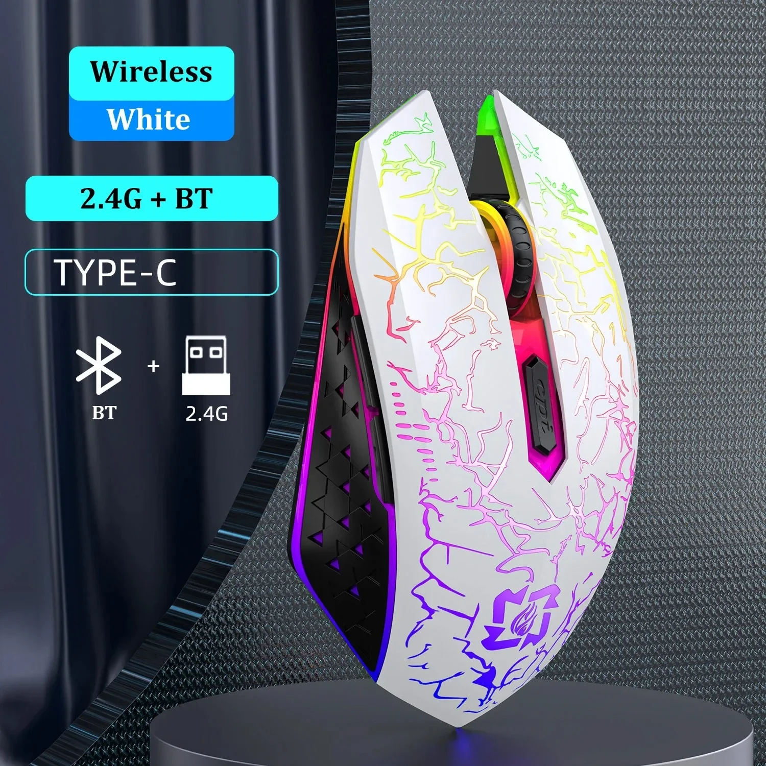 Dual-Mode Bluetooth Mouse RGB 2.4G Wireless Mouse Gaming Mouse 6 Buttons Silent Mouse For MacBook Tablet Laptops Computer