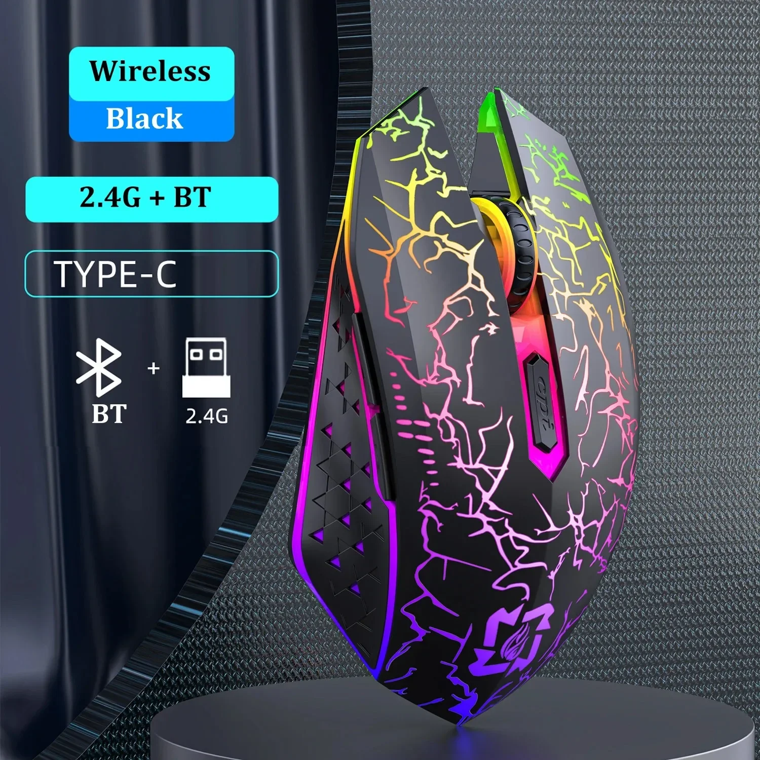 Dual-Mode Bluetooth Mouse RGB 2.4G Wireless Mouse Gaming Mouse 6 Buttons Silent Mouse For MacBook Tablet Laptops Computer