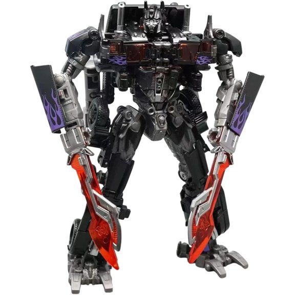 Dual Mode Converting Action Figure Toy, Dark Tone Flame Pattern, Truck & Robot 2 Forms, Alloy Reinforced Collectible Play Set for Hobbyists