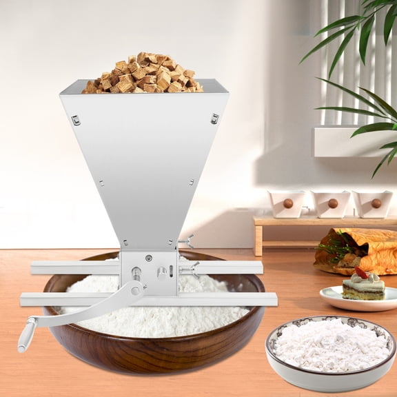 DualMode Grain Mill Grinder 4L Adjustable Roller Malt Mill with Hand Crank & Electric Drill Compatible, Stainless Steel + Carbon Steel Hopper, Large Capacity for Barley, Wheat & Homebrew Brewing