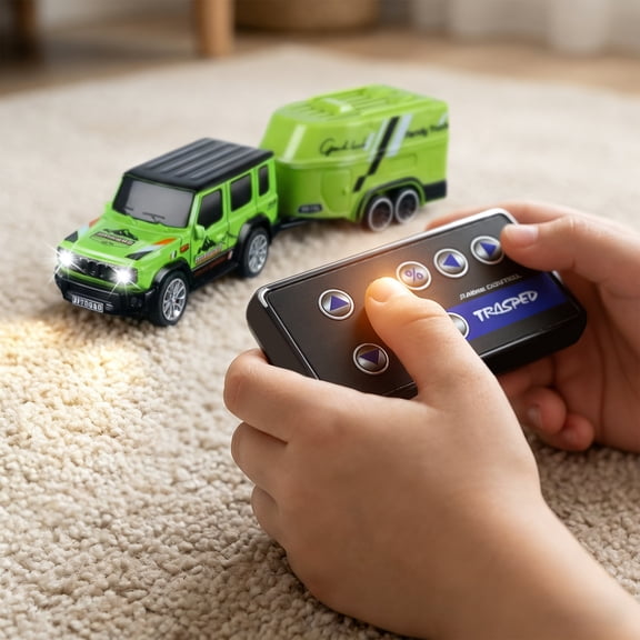 Dual-Mode Remote Control Alloy Off-Road Vehicle, 1Pc Rc Car + 1Pc Remote Control + 1Pc Trailer + 1Pc Data Cable, Rechargeable Wireless Toy For 14+ Teens & S