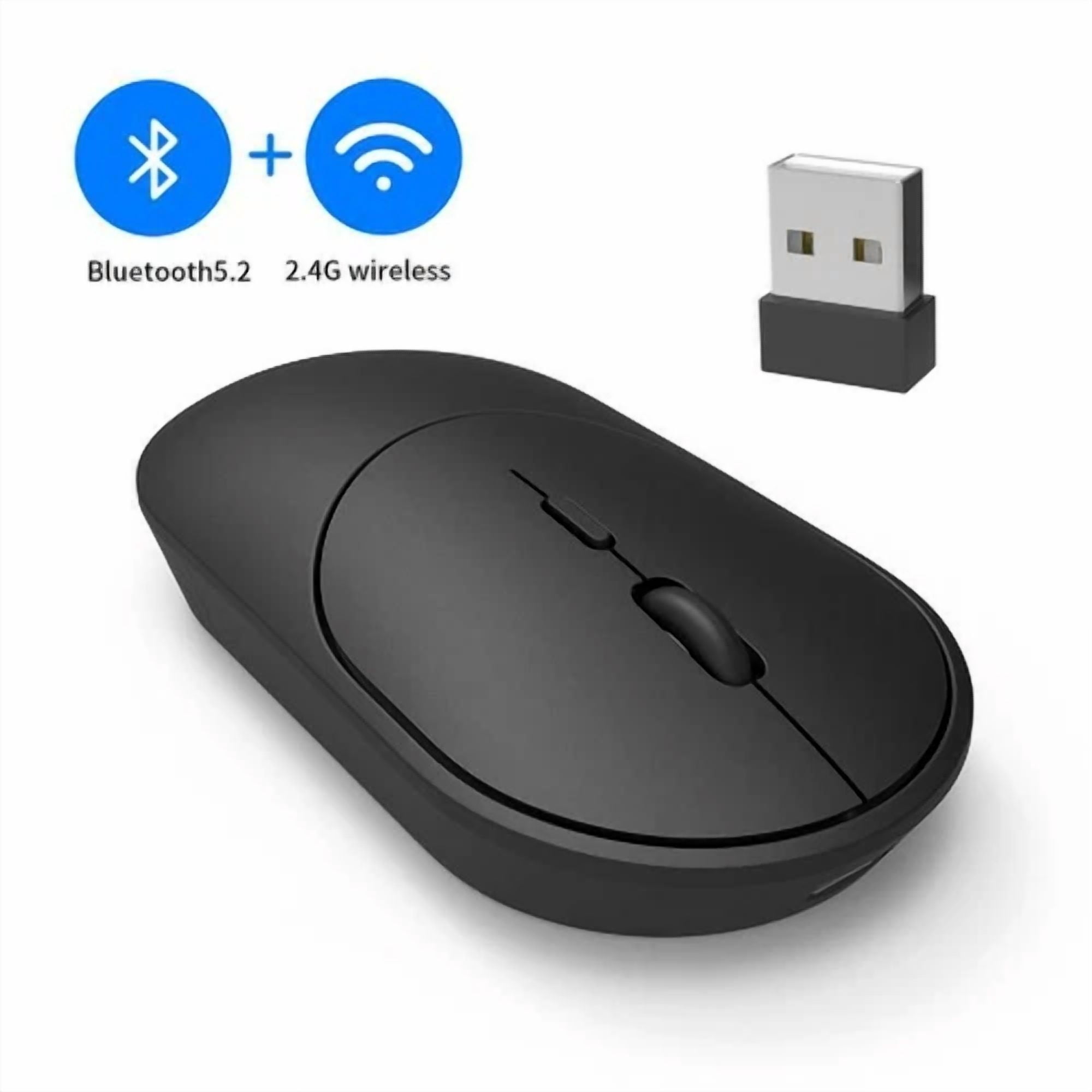 Dual Mode Wireless Rechargeable Mouse Bluetooth And 2.4G With Usb Nano Receiver