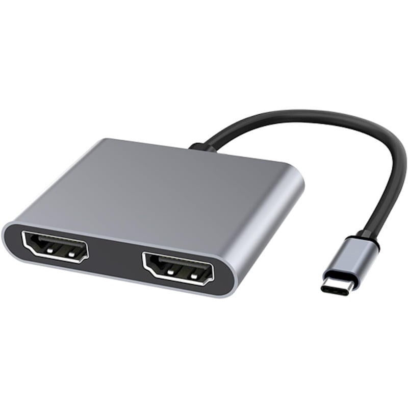 Dual Monitor Adapter, USB-C to HD 4K Dual Monitor Adapter, 2-in-1 Multi-Function Docking Station for MacBook Pro/Air, iPad Pro, XPS, etc. Dual Monitors, Extended Display (Windows Only)