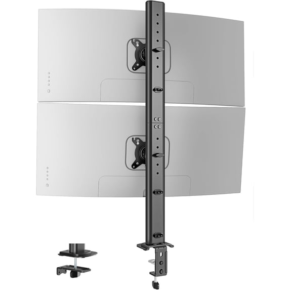 Dual Monitor Arm Stand, Stacked Mount for 17-34 in Screens, 33 lb per Arm, Vesa 75/100, Black/White
