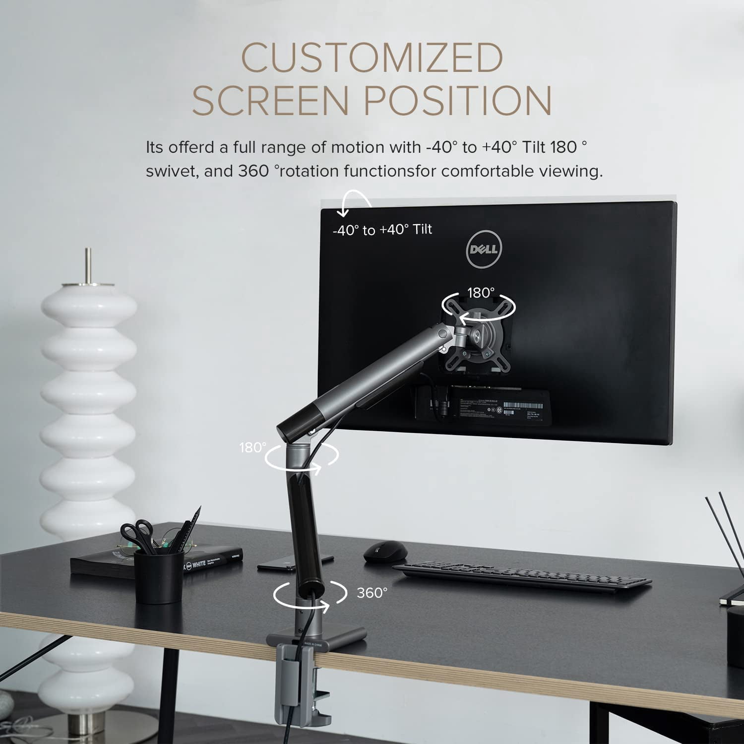 Dual Monitor Arm Stand for Two Screens - Full Motion Gas Spring Mount with  Management